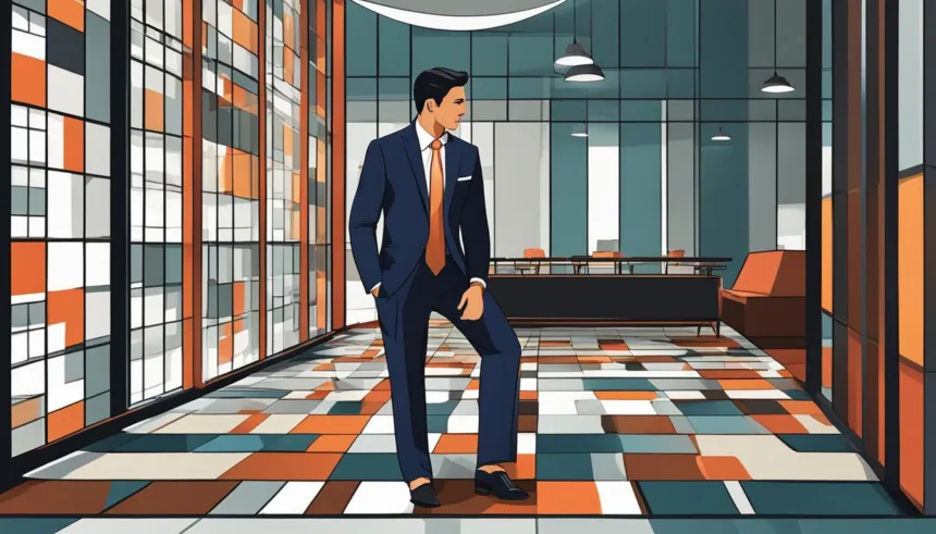 Windowpane check suit for networking