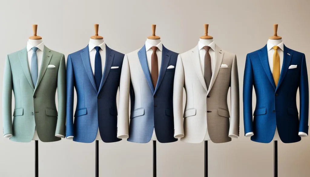 Different fabrics of peak lapel suits