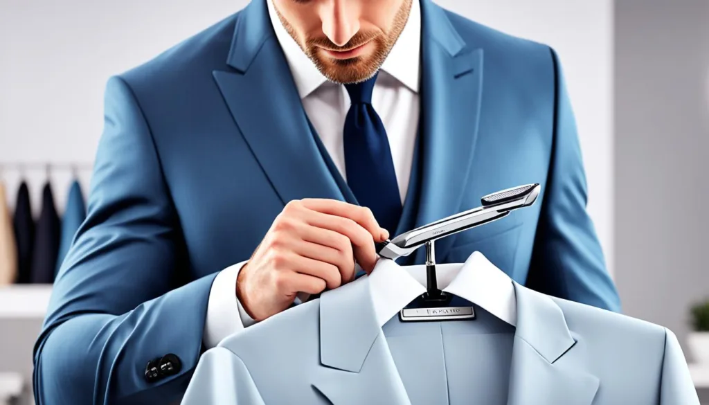 Precision ironing of lapel on peak lapel suit